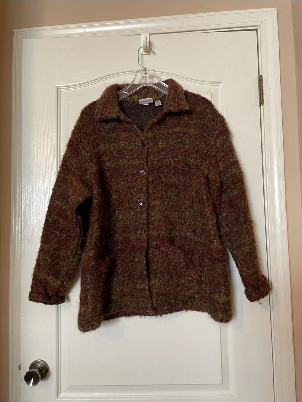 Vintage Chico’s Design Wool Blend Boucle Jacket Cardigan Artsy Lagenlook Size XL - Picture 5 of 11